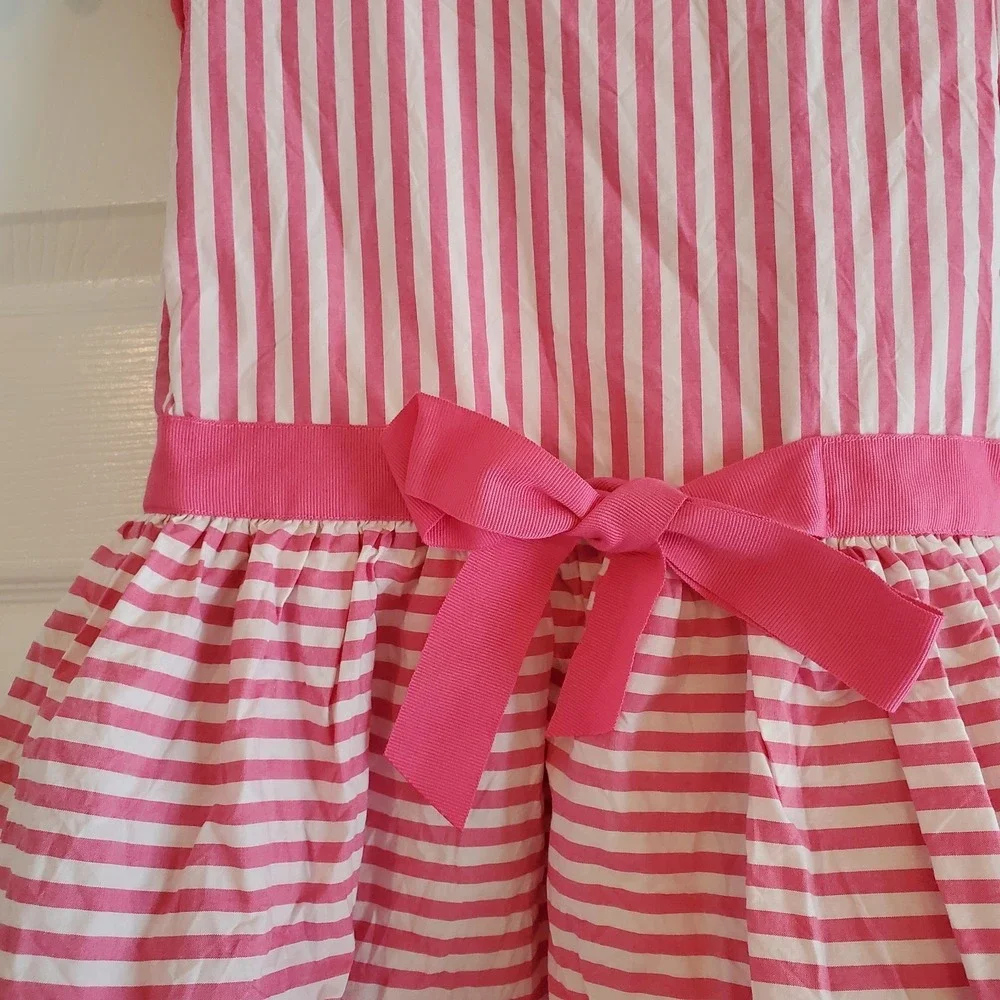 Carters‎ Girls Pink Bow Striped Sleeveless Cotton Fit & Flare Dress 6x